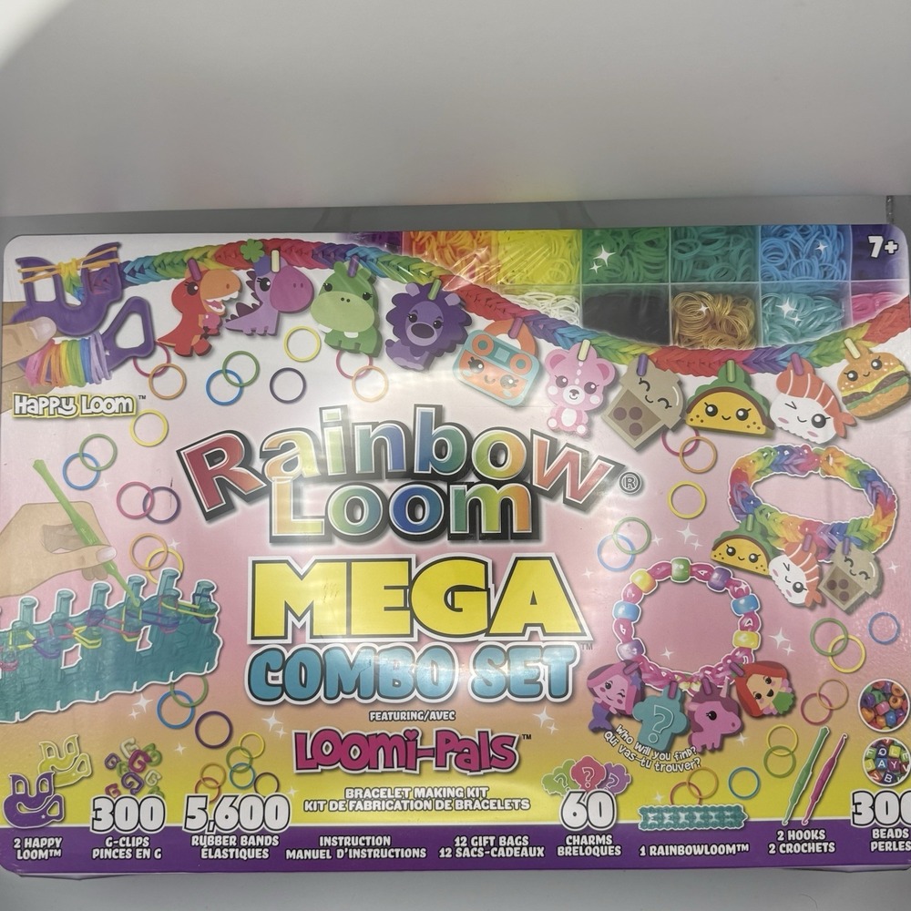 New! Rainbow Loom MEGA Combo Set Features 7000+ Colorful Rubber Bands 2 Bracelet